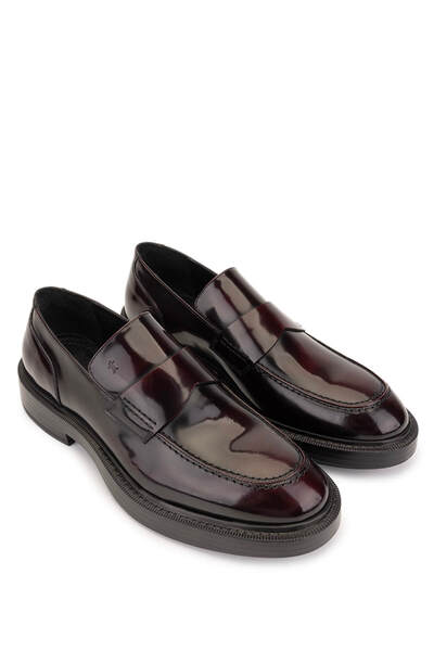 Tamer Tanca Men's Genuine Leather Claret Red Loafer Shoes