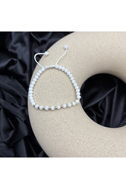 BIJUTERIA NEAGRA Bracelet with 10 14K Gold Beads and White Crystals - (Men)