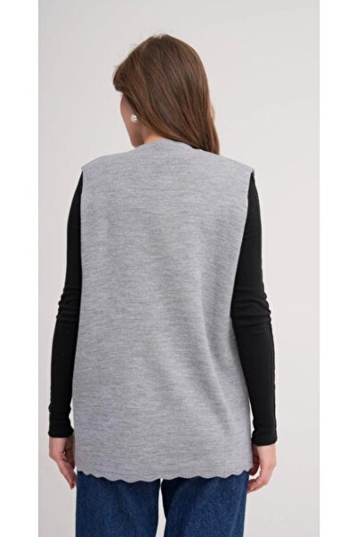 Fresh&Moda Women's Mother Plus Size Knitwear Plain Model Vest