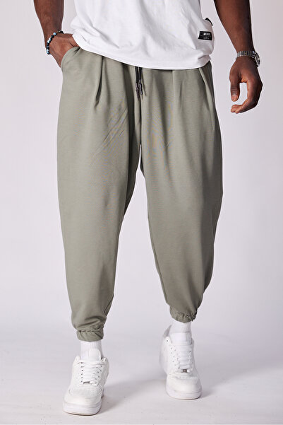 Superbluemexico Unisex Jacquard Patterned Pleated Baggy Trousers