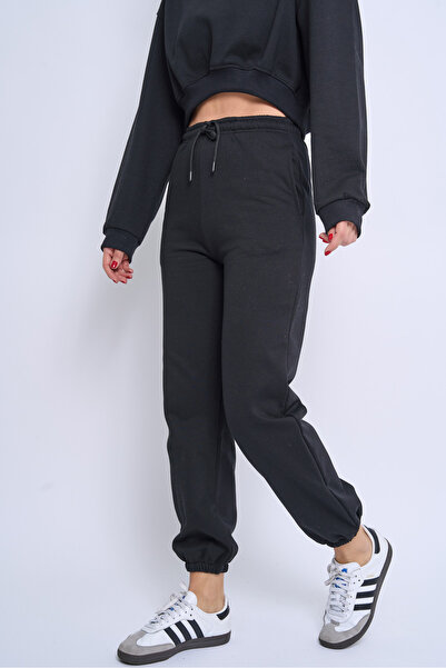 EMBA KORSE Γυναικείο σετ αθλητικής φόρμας Cotton Inside Ş επένδυση fleece Crew Neck Crop 3 Thread