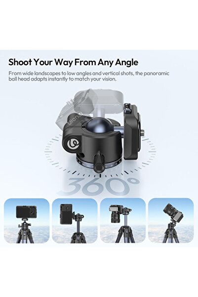 ulanzi Ombra II Camera Tripod 61.5 Inch 360° Ball Head with Uka Quick Release & Phone Mount