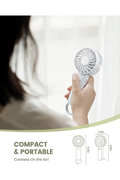 Lamicall Mini Portable Handheld Fan, USB Rechargeable, 3-Speed, White