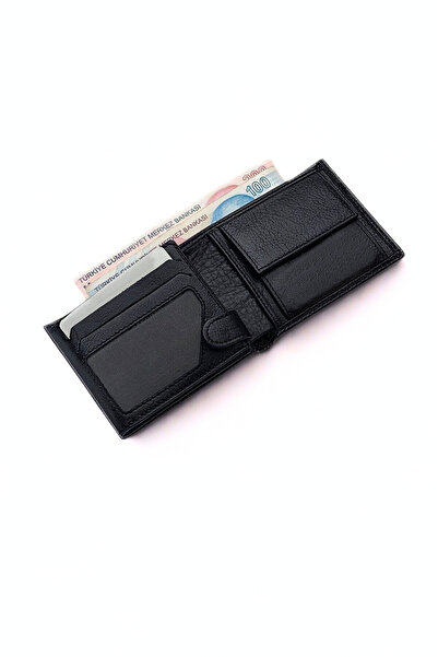 VANİLLA COLLECTİON Name B Printed Genuine Leather Wallet with Coin Compartment, 9 Card Compartments, Horizontal Model
