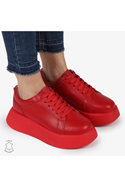 ANGEL BLUE Casual shoes made of genuine leather with high sole CRL881 Red