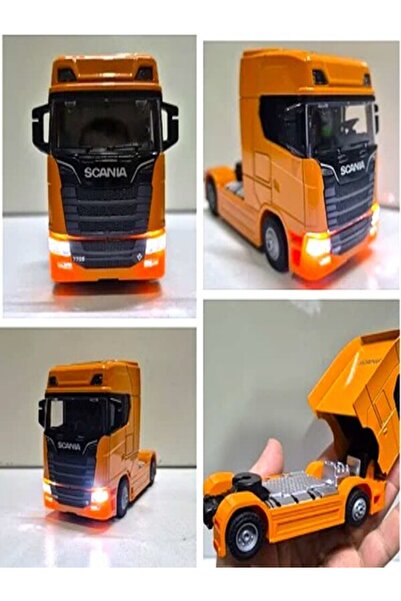 SUDESA OYUNCAK SCANİA TURUNCU SÜRTMELİ PİLLİ IŞIKLI SESLİ METAL ÇEK BIRAK TIR...