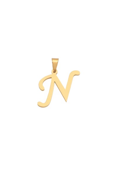 Siya Silver Kararmaz Çelik 14 Ayar Altın Kaplama Harf Kolye Ucu - Kolye Bilek...