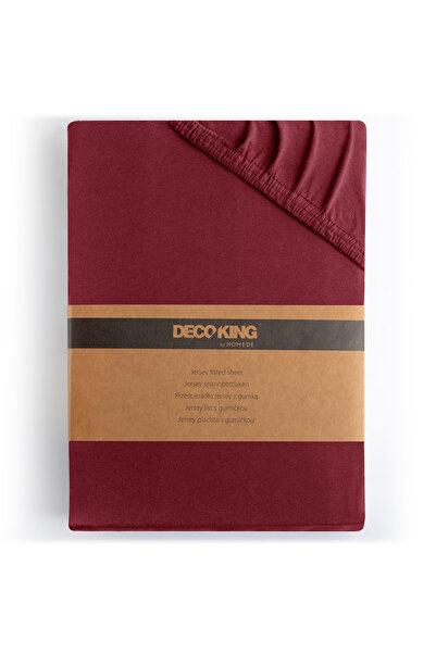 Deco King Fitted sheet with elastic, knitted, 100% cotton, 135 g/m2, Amber, 80-90 x 200 x 30 cm, garnet