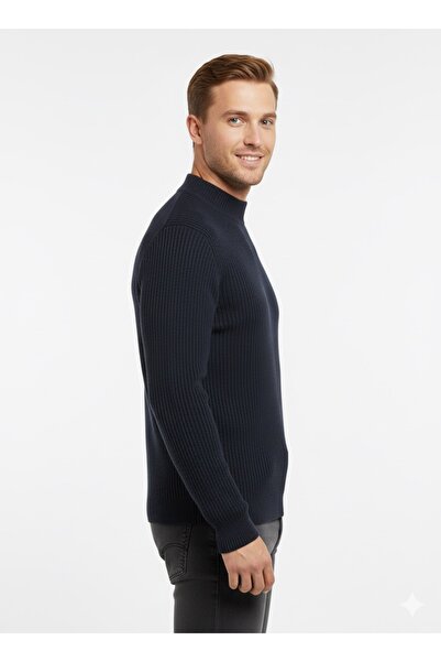 ModaPlaza Men's Plus Size Half Fisherman Sweater 881