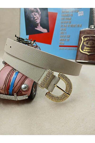 ARLIVA Droplet-Shaped Gold Buckle 3cm Trouser Belt, Dress Belt, Coat Belt