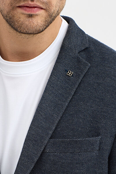 Frappoli Maximo VD Чоловічий темно-синій бавовняний без підкладки англійський крій з кишенями Slim Fit спортивний блейзер