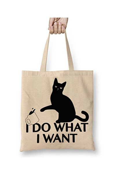Toyaso Τσάντα αγορών με μακρύ χερούλι Naughty Cats Cat White Tote Bag Τσάντα ...