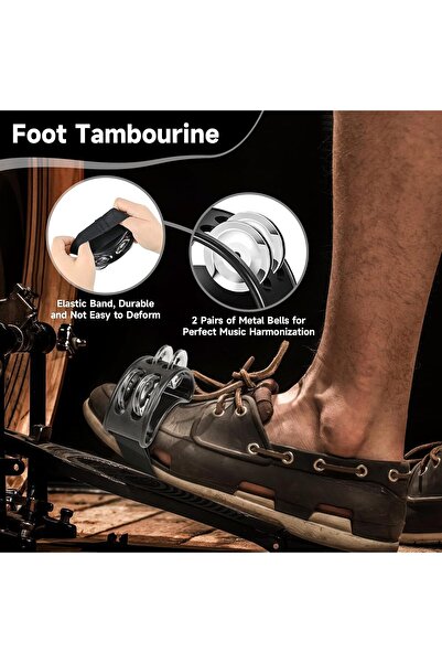 KASTWAVE 6-Piece Tambourine Set for Adults — Handheld Metal Bell Tambourine, Foot Tambourine, Egg Shakers &