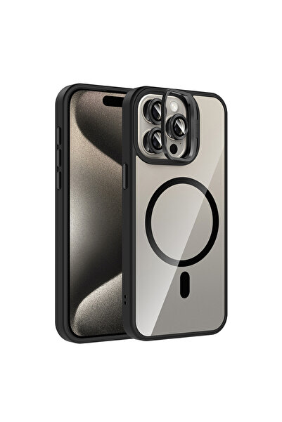 ceppark غطاء جوكو لآيفون 15 برو ماكس مع عدسة ريميم وحامل ماجسيف - أسود