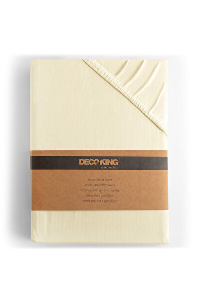Deco King Fitted sheet, 100% cotton, 135 g/m2, Amber, 180-200 x 200 x 30 cm, cream