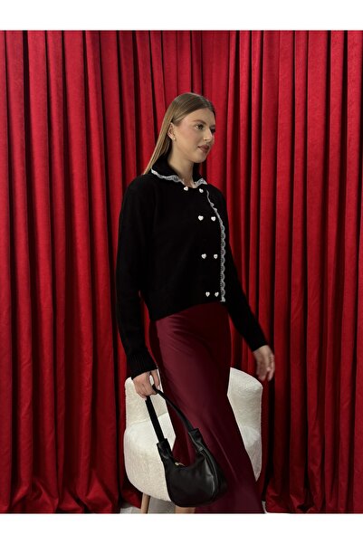 Neva Wear Elegant Lace Collar Buttoned Knitwear Jacket