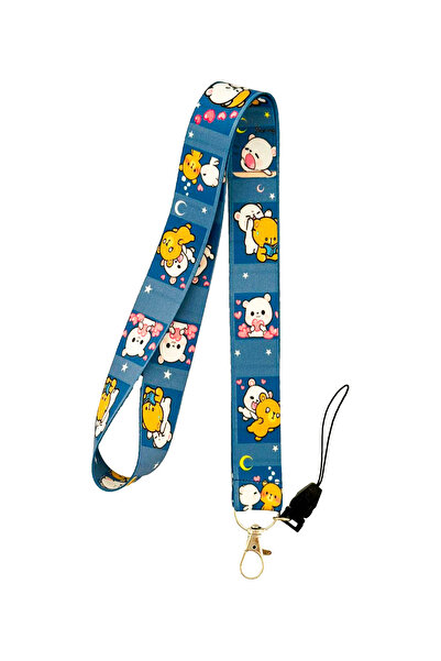 PABALAS Χαριτωμένο μπλε κολιέ με μοτίβο αρκουδάκι με καρδιά, θήκη για κάρτα ταυτότητας