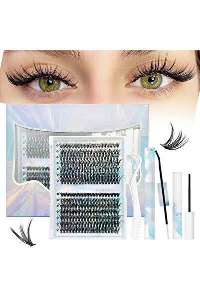 LashVana 280 قطعة من الرموش الصناعية المقسمة إلى أجزاء، سعة كبيرة 10D 20D، رموش كثيفة ملتفة على شكل حرف D