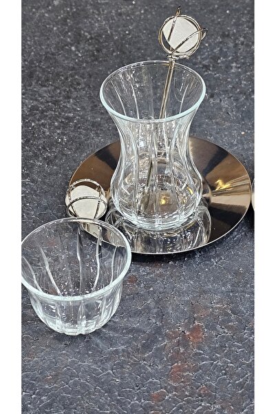 Turkish Store İstanbul 24 Pieces White Stone Tea Set