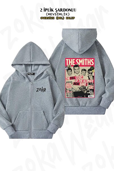 ZOKAWEAR Унісекс-плакат The Smiths з принтом Oversize Спинка з принтом Кардиган з капюшоном на блискавці