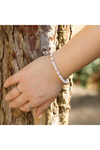 Taş Sandığı Real Pearl Bracelet – 4X5 mm Rondel Cut, Adjustable Model