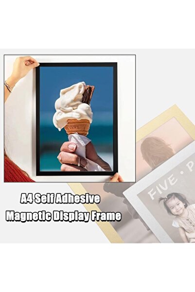 KASTWAVE A4 Self-Adhesive Magnetic Display Frame, 10 Pack (Black)