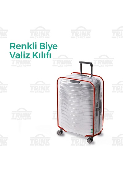Trink Çanta Şeffaf Valiz Kılıfı Ve Bavul Koruyucu Kılıf Renkli Biye
