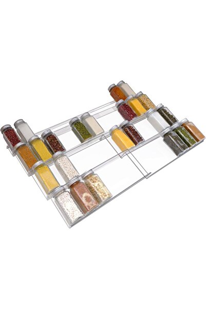 Slasa Clear Adjustable 4-Tier Acrylic Spice Drawer Organizer 33–67cm 2 Pack