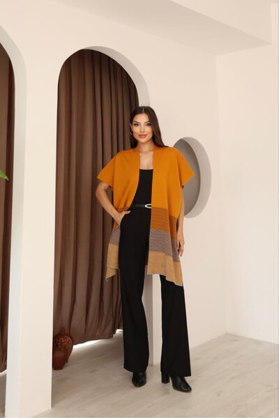 BİGAMTEKSTİL Color Block Winter Knitwear Shawl Bces-253005
