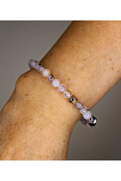 Altai Beyaz Akik Doğal Taş Bileklik ( 6mm )