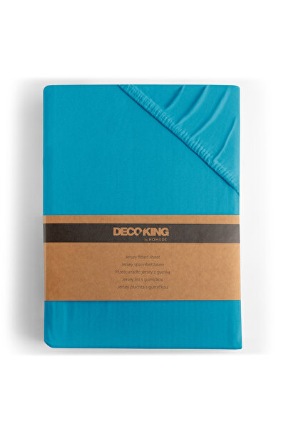 Deco King Fitted sheet with elastic, knitted, 100% cotton, 135 g/m2, Amber, 80-90 x 200 x 30 cm, blue