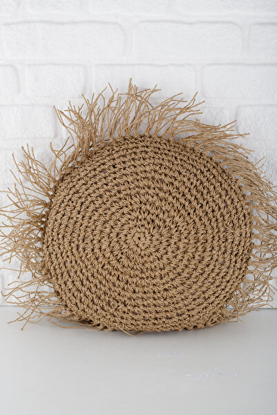 ANJEAHOME Oise Kraft Throw Pillow Cover 50X50 cm |   Hand Knitted Paper String Design, Environmental Decorative Case