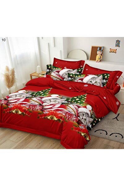 OEM Double Bed Linen, Finet Fabric, 6 Pieces - Christmas Print