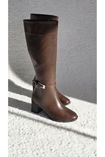 Melinta Shoes حذاء ميلينتا بني اللون مع تفاصيل مشبك سحاب أسود