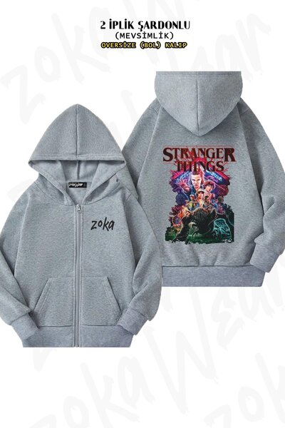 ZOKAWEAR Unisex stranger things4 cu imprimeu supradimensionat Cardigan cu glu...