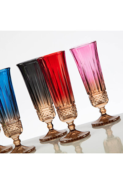 sumetron 6'lı Sun Gold-Renkli Ayaklı Cam Bardak-Kahveyanı--Meşrubat-Su bardağı 150ml Özel Tasarm(Organikboya)