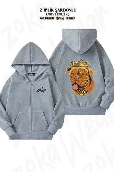 ZOKAWEAR Unisex Bitcoin Crypto Currency Coin Exchange Dog με τύπωμα oversized Ζακέτα με κουκούλα με φερμουάρ με τύπωμα