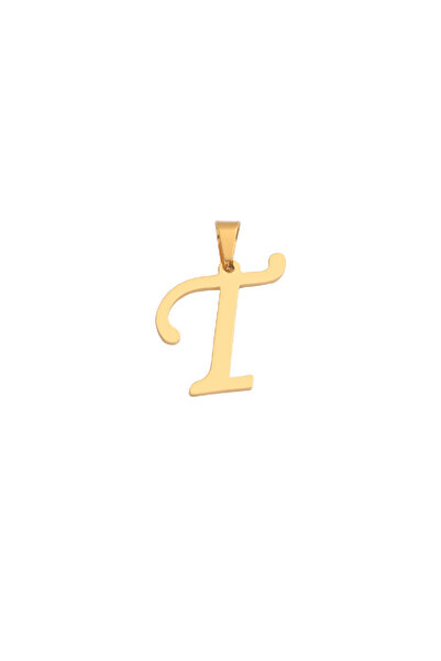 Siya Silver Kararmaz Çelik 14 Ayar Altın Kaplama Harf Kolye Ucu - Kolye Bilek...
