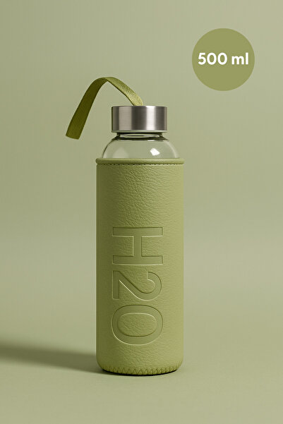 Fhilli 500 ml H2O Deri Kılıflı Cam Matara