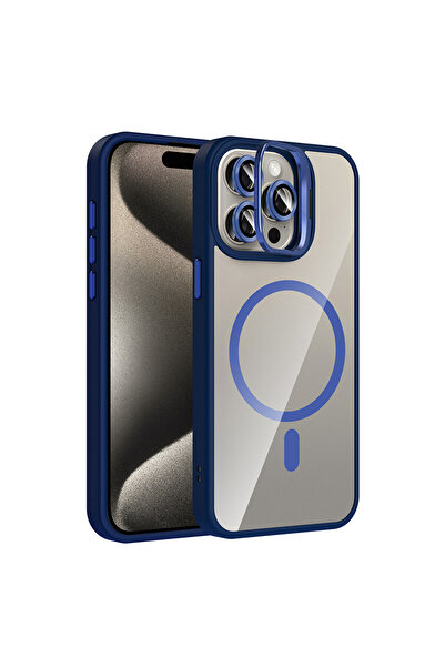 ceppark غطاء جوكو لآيفون 15 برو ماكس مع عدسة ريميم وحامل ماجسيف - أزرق داكن