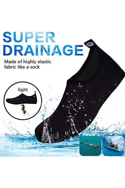 KASTWAVE Water Shoes for Women & Men, Quick-Dry Aqua Socks - Black (Size 9-10 / 42-43)