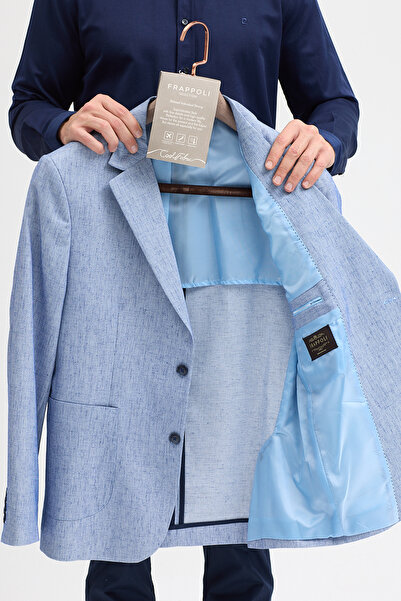 Frappoli Larsen Men's Navy Blue Half Lining Pocketed Slim Fit Flexible Sports Blazer Jacket