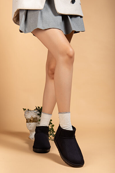 uway Cizme de iarnă pentru femei, din piele intoarsa, cu blana de lana, talpa subtire, cizme scurte mini Ug, pana la glezna