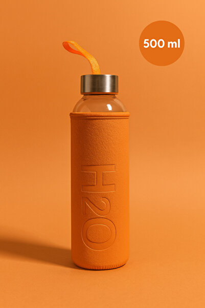 Fhilli 500 ml H2O Deri Kılıflı Cam Matara