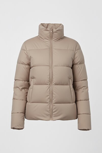 BESKAR Beige Plus Size Women's Coat – Water Repellent, Puffer Jacket, and Rain Resistant Coat