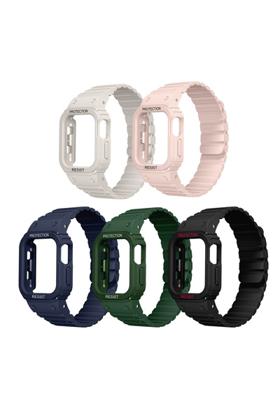 Lopard Apple Watch 7 41mm Kd-142 Silicone Band with Airbag Design Case Protector