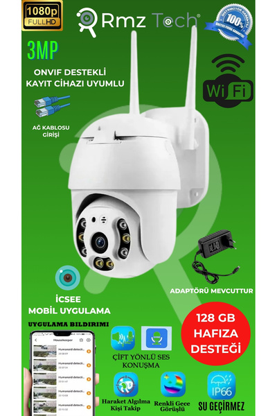 AVENİR AV-R20 WİFİ 3mp Onvif Dış Mekan Gece görüşlü Hareket Algılama AP Modlu...