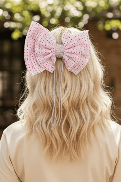 TAKIŞTIR White and Pink Color Ribbon Figured Stone Detailed Automatic Buckle