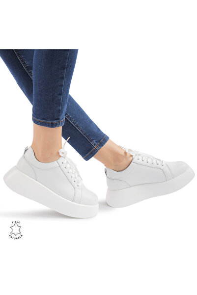 ANGEL BLUE Casual shoes made of genuine leather with high sole CRL881 White