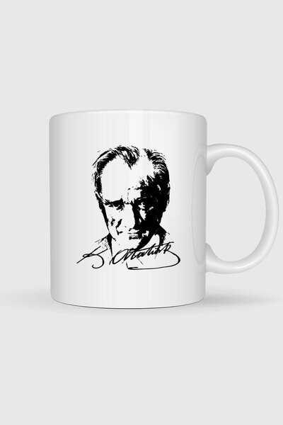 Bahriyeli Collection Mustafa Kemal Atatürk Signed Portrait Design Mug Cup